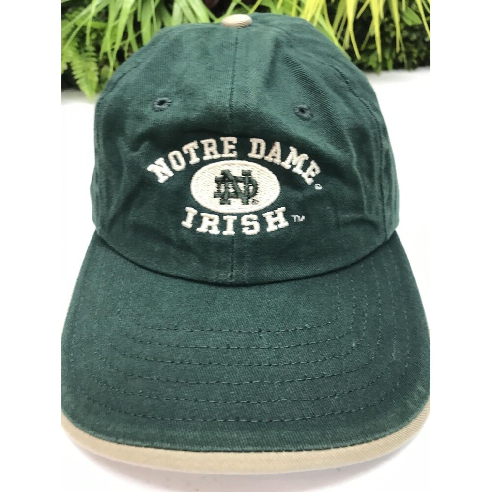 Notre Dame Fighting Irish Hat Cap Strap Back Mens One Size Green NCAA Football